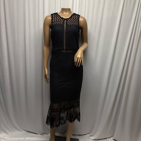 Romeo and Juliet Couture Black Mesh Lace Midi Dress Womens Size Medium NEW - Picture 1 of 10